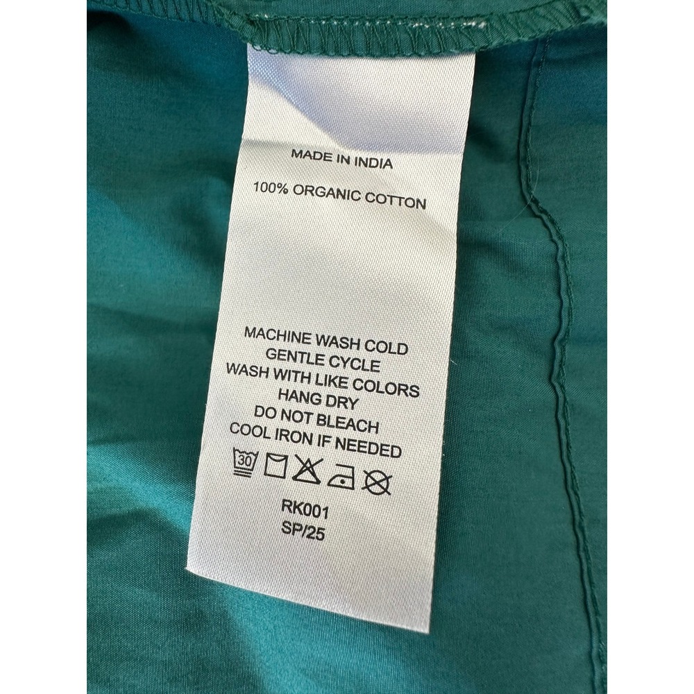 Quince Organic Cotton Tiered Maxi Dress Womens L Garden Green Smocked Waist - Picture 11 of 12